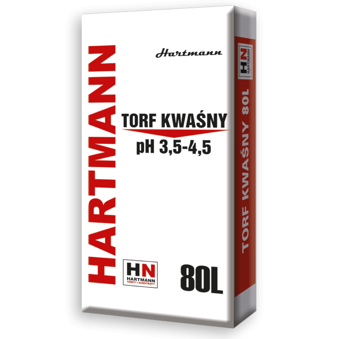 Worek torfu kwaśnego Hartmann pH 3,5-4,5 o pojemności 80 l na białym tle