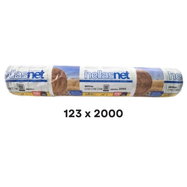 Rolka siatki do bel Hellasnet o wymiarach 123 x 2000 na białym tle