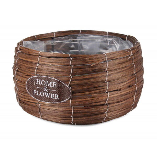 Brązowy okrągły koszyk z folią Tin Tours HL05898.M, średnica 25 cm