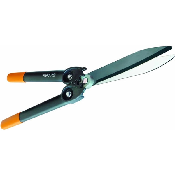 Nożyce do żywopłotu Fiskars PowerGear HS72 otwarte, widok z góry