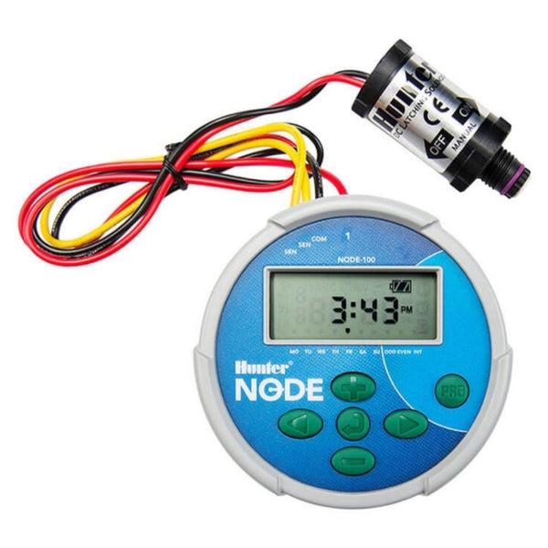 Sterownik bateryjny Hunter NODE-100 z wyświetlaczem LCD i cewką zaworu na przewodach