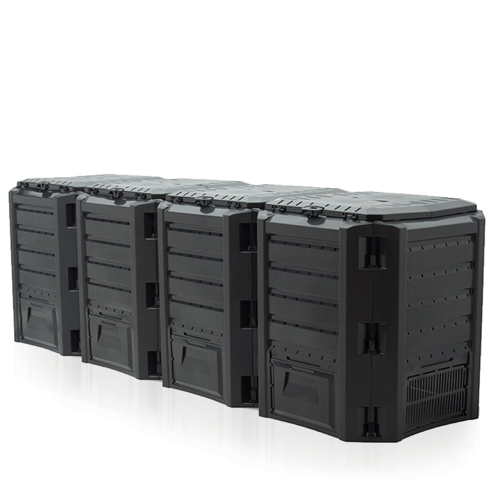 Czarny kompostownik segmentowy Module Classicompo IKSM1600 Prosperplast o pojemności 1600 l, na białym tle