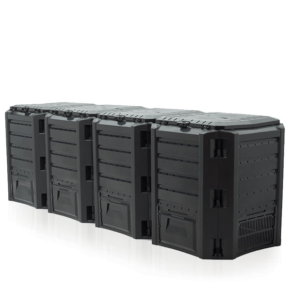 Czarny kompostownik segmentowy Module Classicompo IKSM1600 Prosperplast o pojemności 1600 l, na białym tle