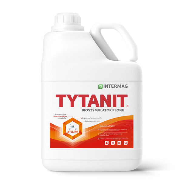 Kanister biostymulatora Tytanit firmy Intermag z tytanem