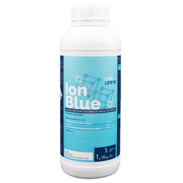 Butelka 1 l nawozu miedziowego IonBlue firmy EdaLife