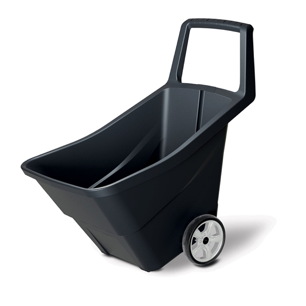 Czarna dwukołowa taczka ogrodowa Load&Go III Prosperplast o pojemności 95 l, na białym tle