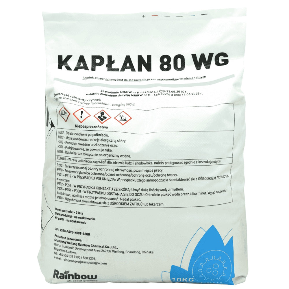 Worek 10 kg fungicydu Kapłan 80 WG do ochrony sadów i plantacji jagodowych