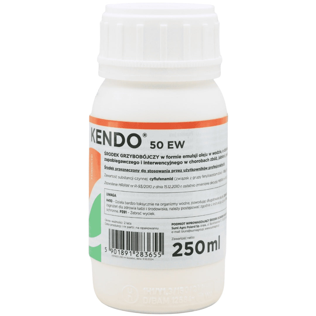 Butelka 0,25 l fungicydu Kendo 50 EW firmy Sumi Agro na mączniaka prawdziwego