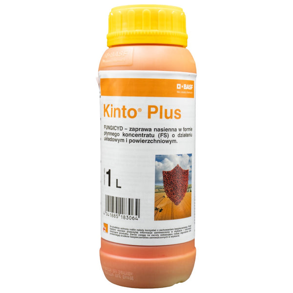 Butelka 1 l zaprawy nasiennej Kinto Plus firmy BASF do zbóż