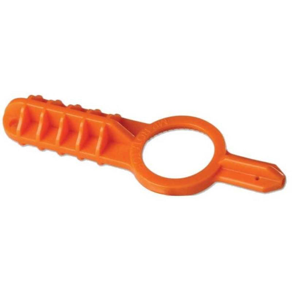 Pomarańczowy plastikowy klucz do regulacji dysz Hunter MP Rotator na białym tle