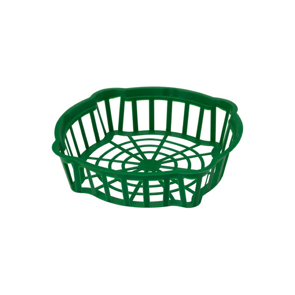Zielony plastikowy koszyk do cebulek kwiatowych, owalny 25 cm, Form-Plastic, na białym tle