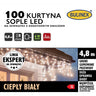 Opakowanie kurtyny LED Bulinex sople 100 diod, 4,8 m, ciepły biały, na zewnątrz z dodatkowym gniazdem