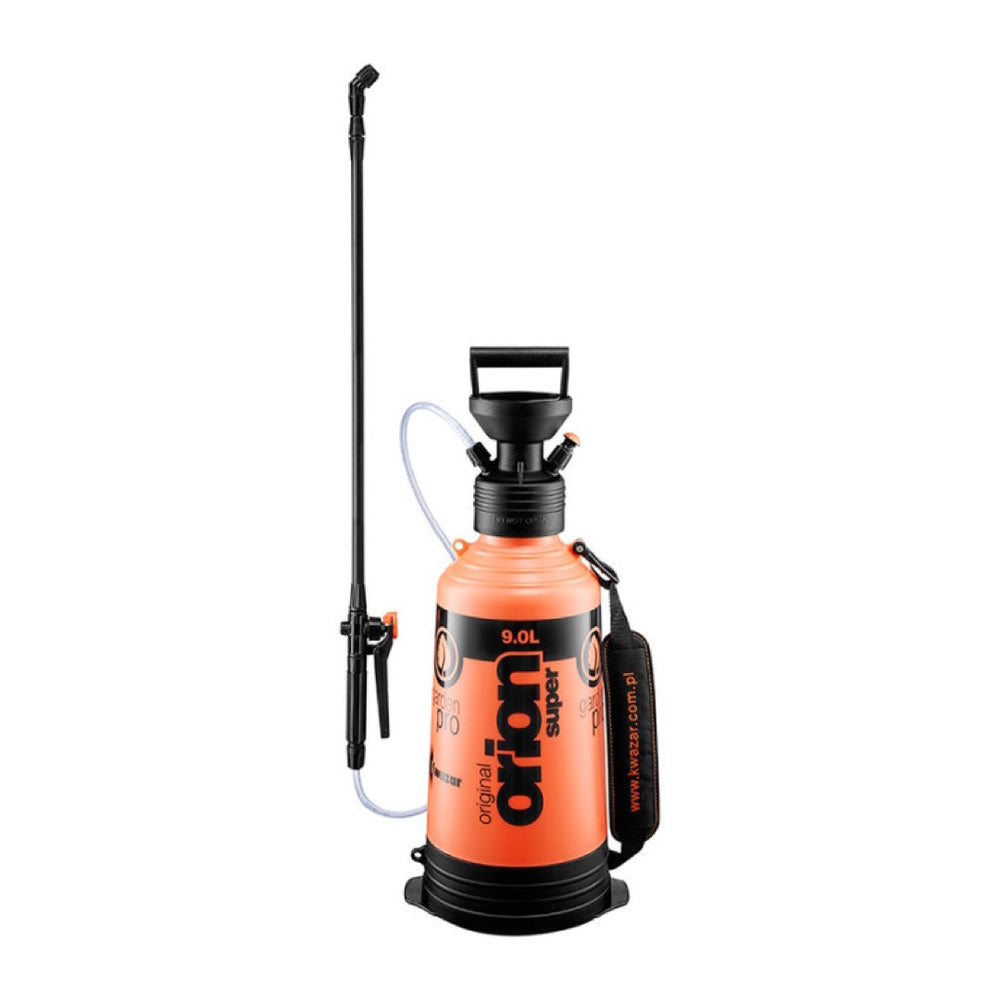 Opryskiwacz ciśnieniowy Kwazar Orion Super Garden Pro z lancą i pasem nośnym, na zdjęciu wersja 9 l
