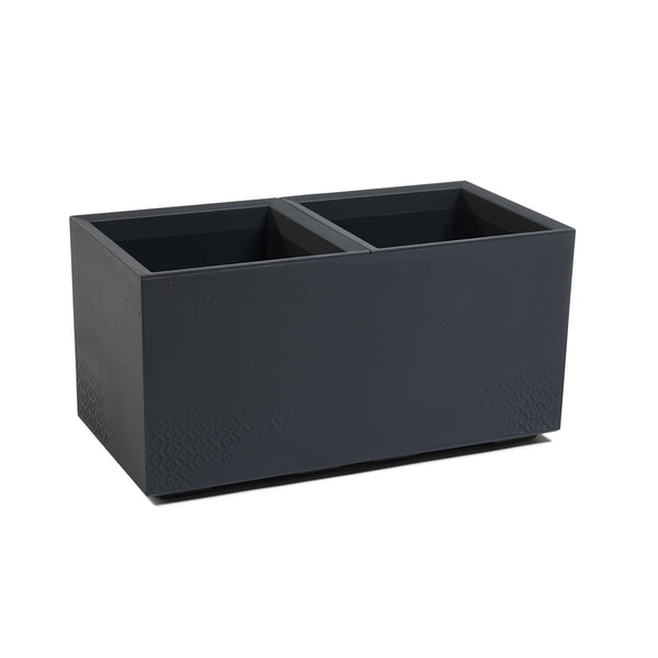 Podwójny kwietnik Lamela KARO Eco Recycled w kolorze antracytu z dwoma wkładami na białym tle