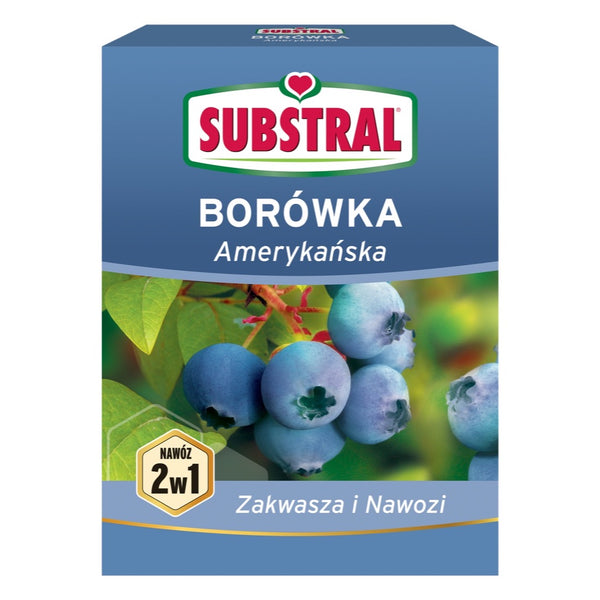 Pudełko 1 kg nawozu Substral do borówki amerykańskiej 2w1 na białym tle