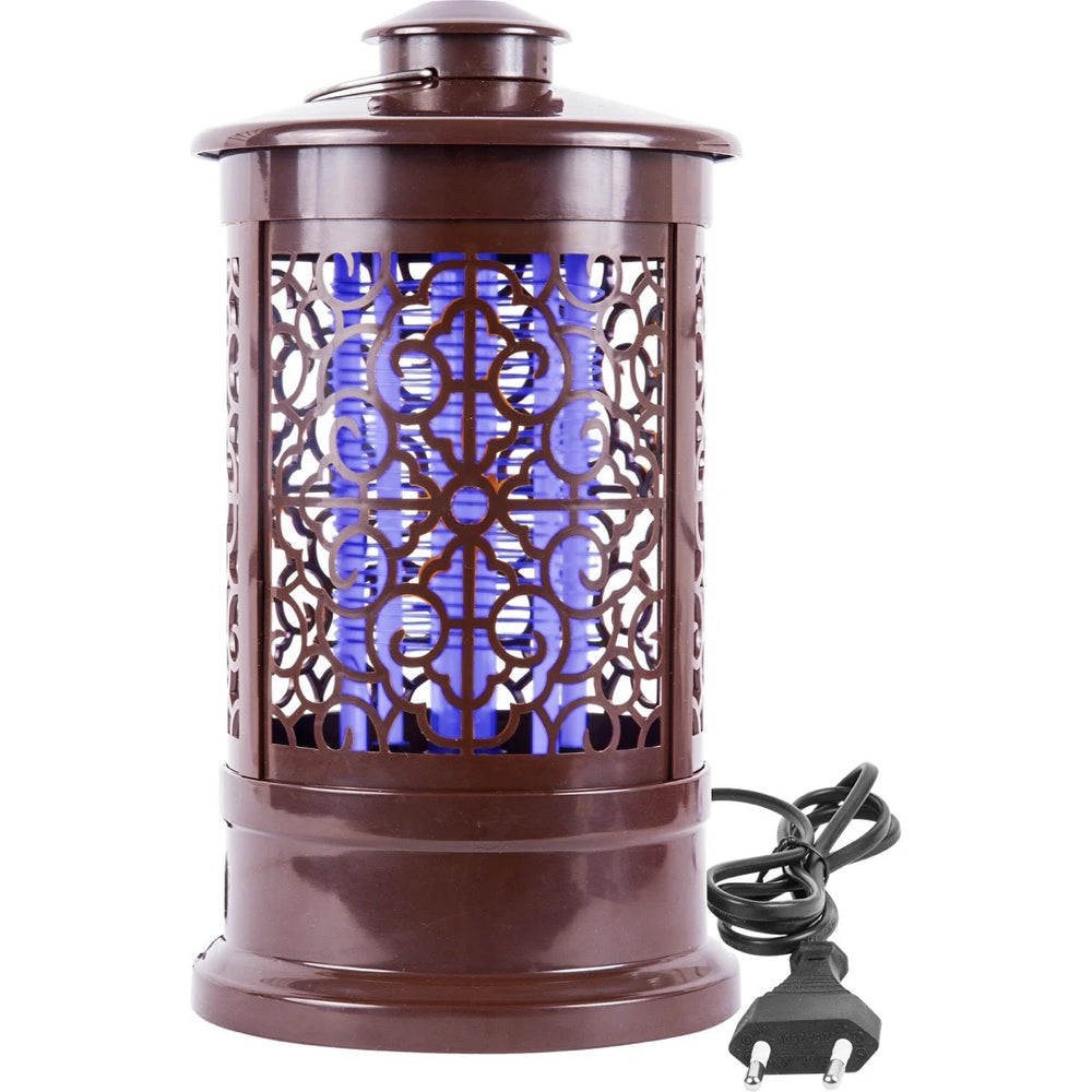 Brązowa lampa owadobójcza Orientalna Browin z ażurową obudową i wtyczką