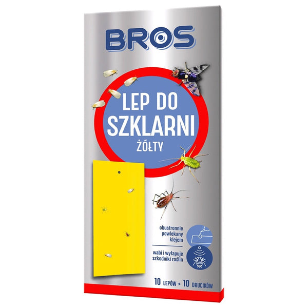 Opakowanie żółtych lepów do szklarni Bros, 10 sztuk