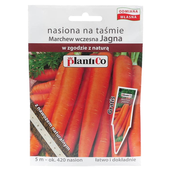 Opakowanie nasion marchwi wczesnej Jagna na taśmie PlantiCo, 5 m