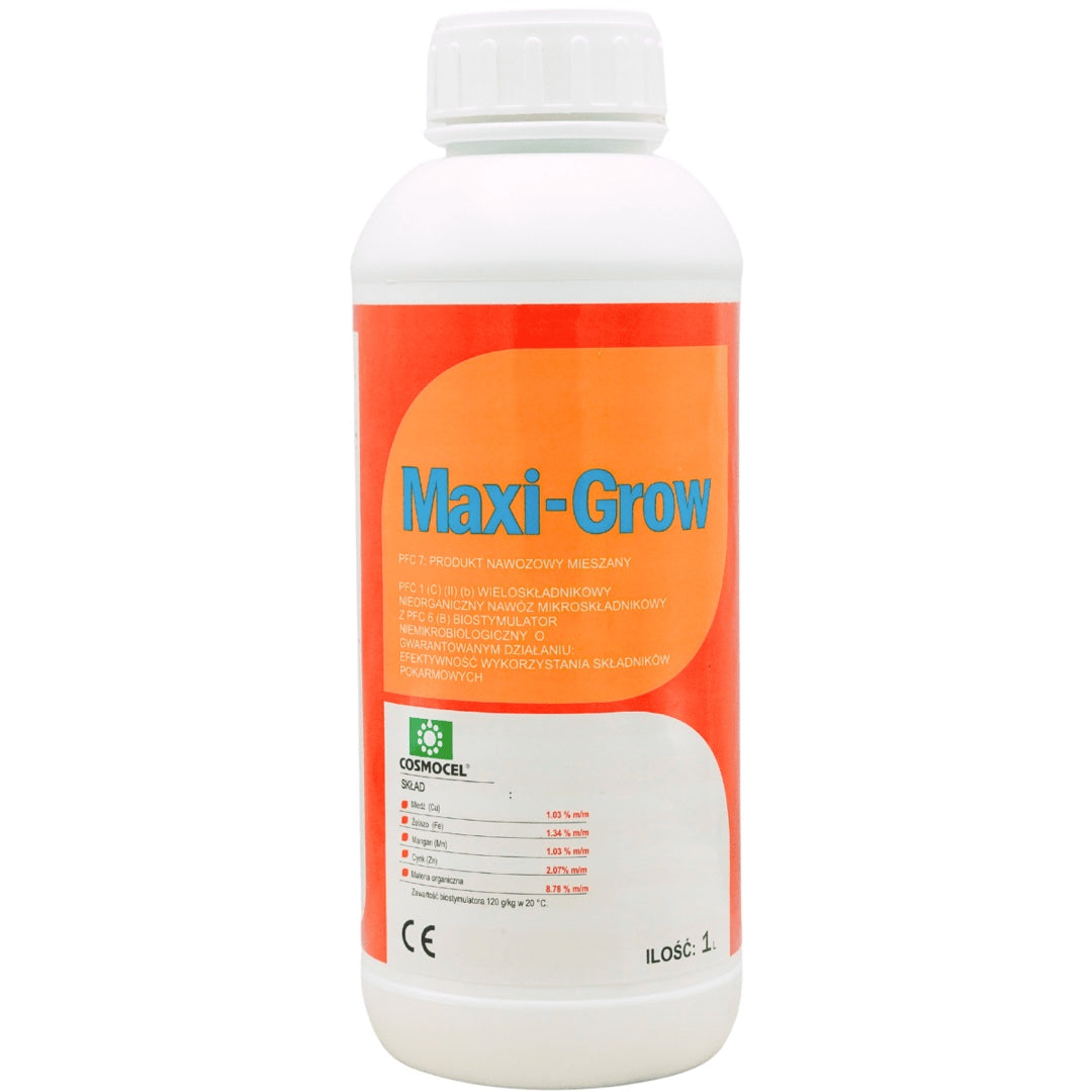 Butelka 1 l biostymulatora dolistnego Maxi-Grow firmy Cosmocel