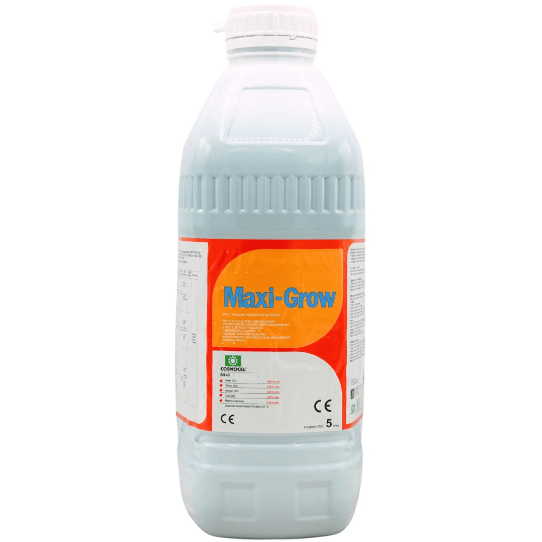 Kanister 5 l biostymulatora dolistnego Maxi-Grow firmy Cosmocel