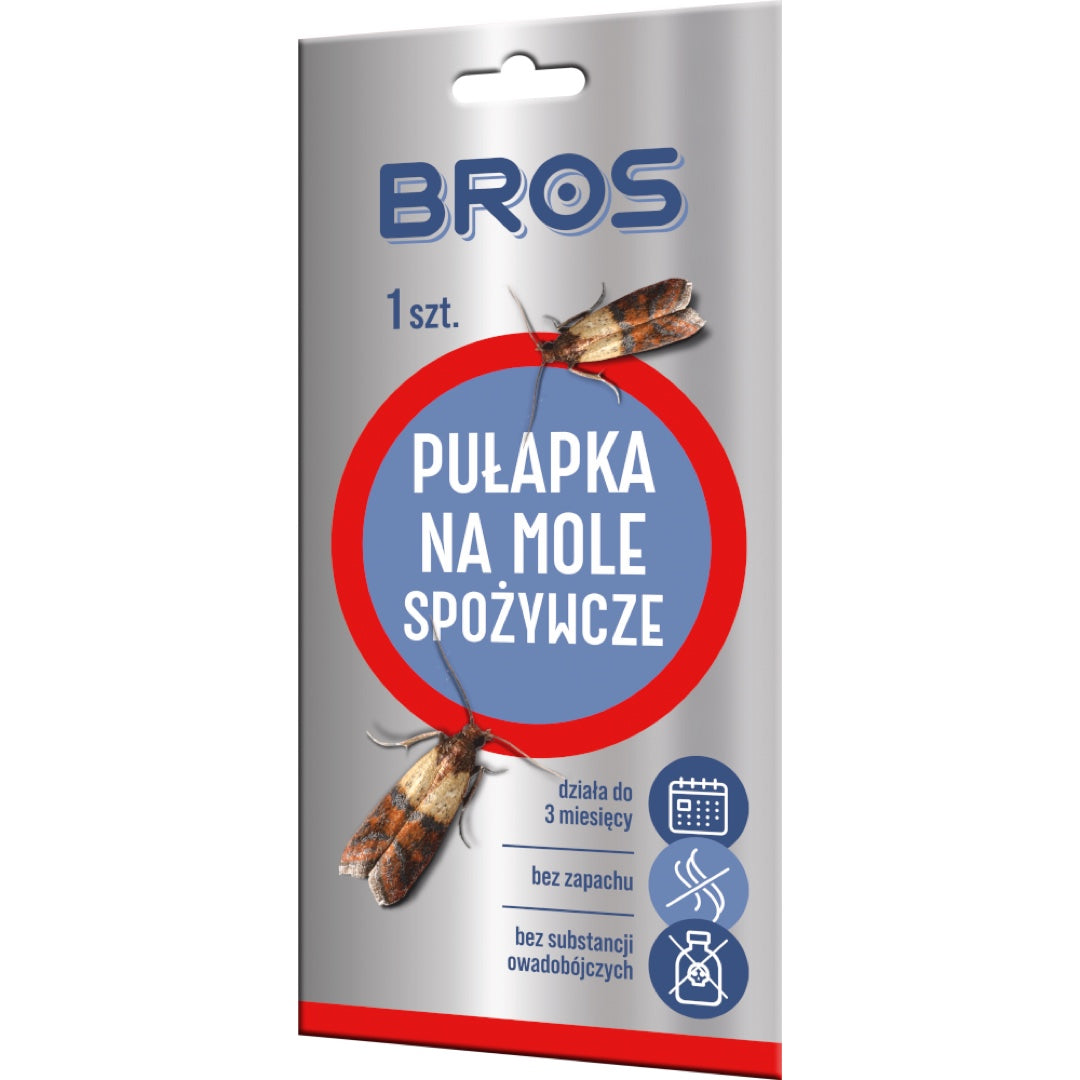 Pułapka lepowa na mole spożywcze Bros, zdjęcie poglądowe opakowania 1 sztuki