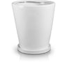 Biała szkliwiona donica ceramiczna Polnix Mood z podstawką na białym tle