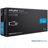 Czarne opakowanie rękawic nitrylowych Mercator Medical Nitrylex Black na 100 sztuk
