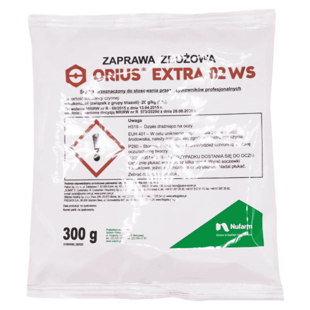Opakowanie 0,3 kg zaprawy nasiennej Orius Extra 02 WS firmy Nufarm do zbóż
