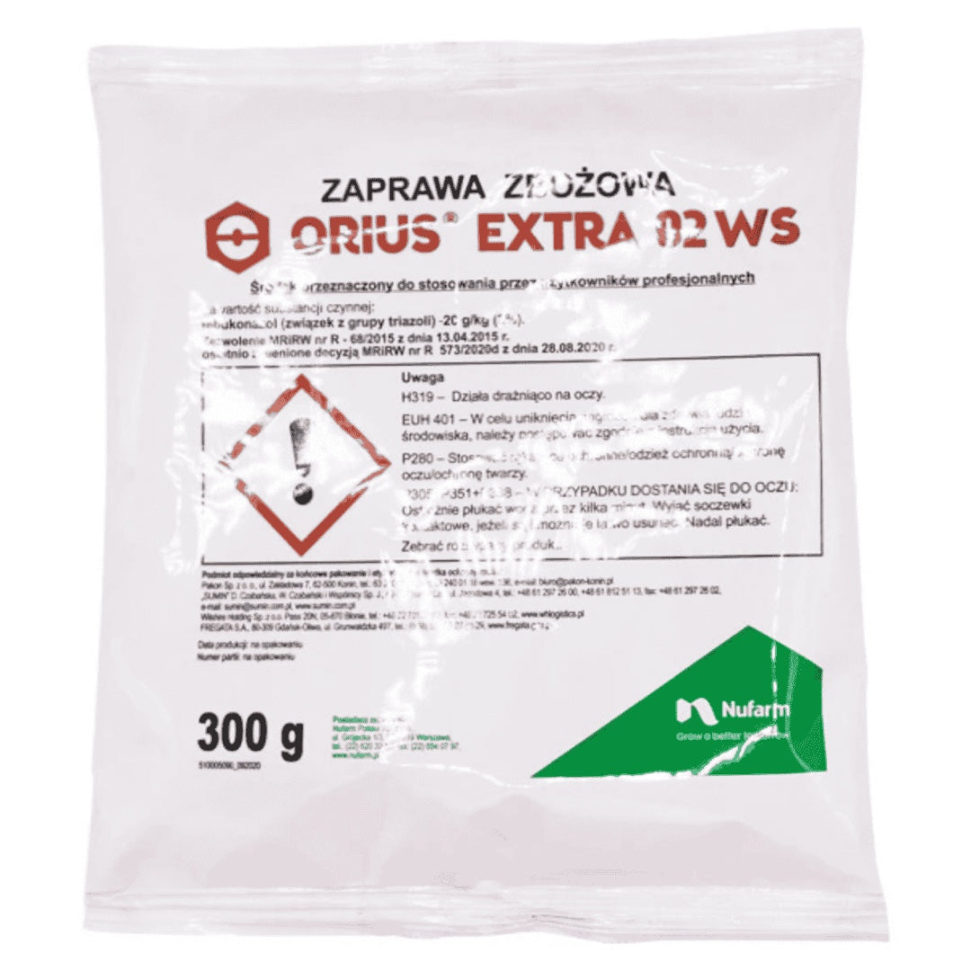 Opakowanie 0,3 kg zaprawy nasiennej Orius Extra 02 WS firmy Nufarm do zbóż