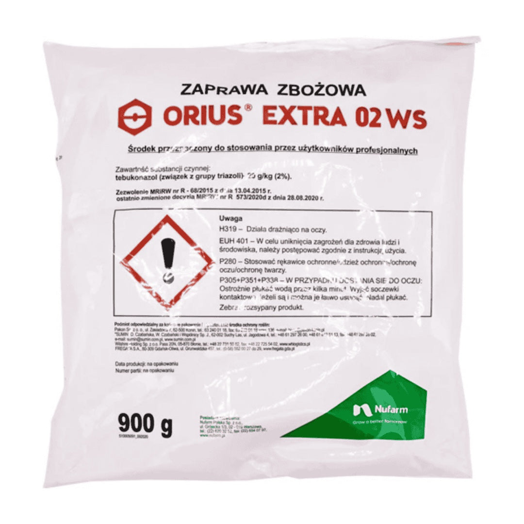 Opakowanie 0,9 kg zaprawy nasiennej Orius Extra 02 WS firmy Nufarm do zbóż