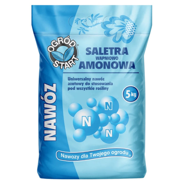 Worek saletry wapniowo-amonowej Ogród Start o masie 5 kg, niebieska grafika z literą N