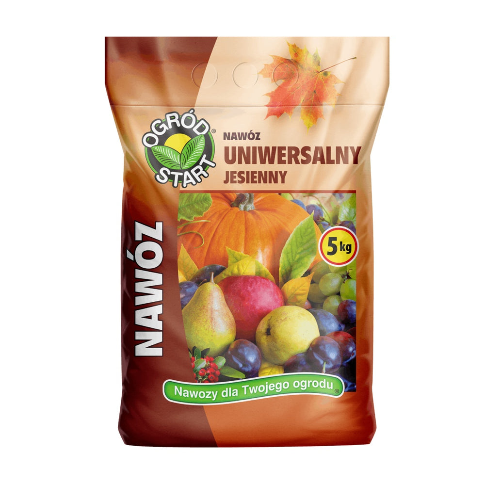 Ogród Start uniwersalny nawóz jesienny, worek 5 kg na białym tle