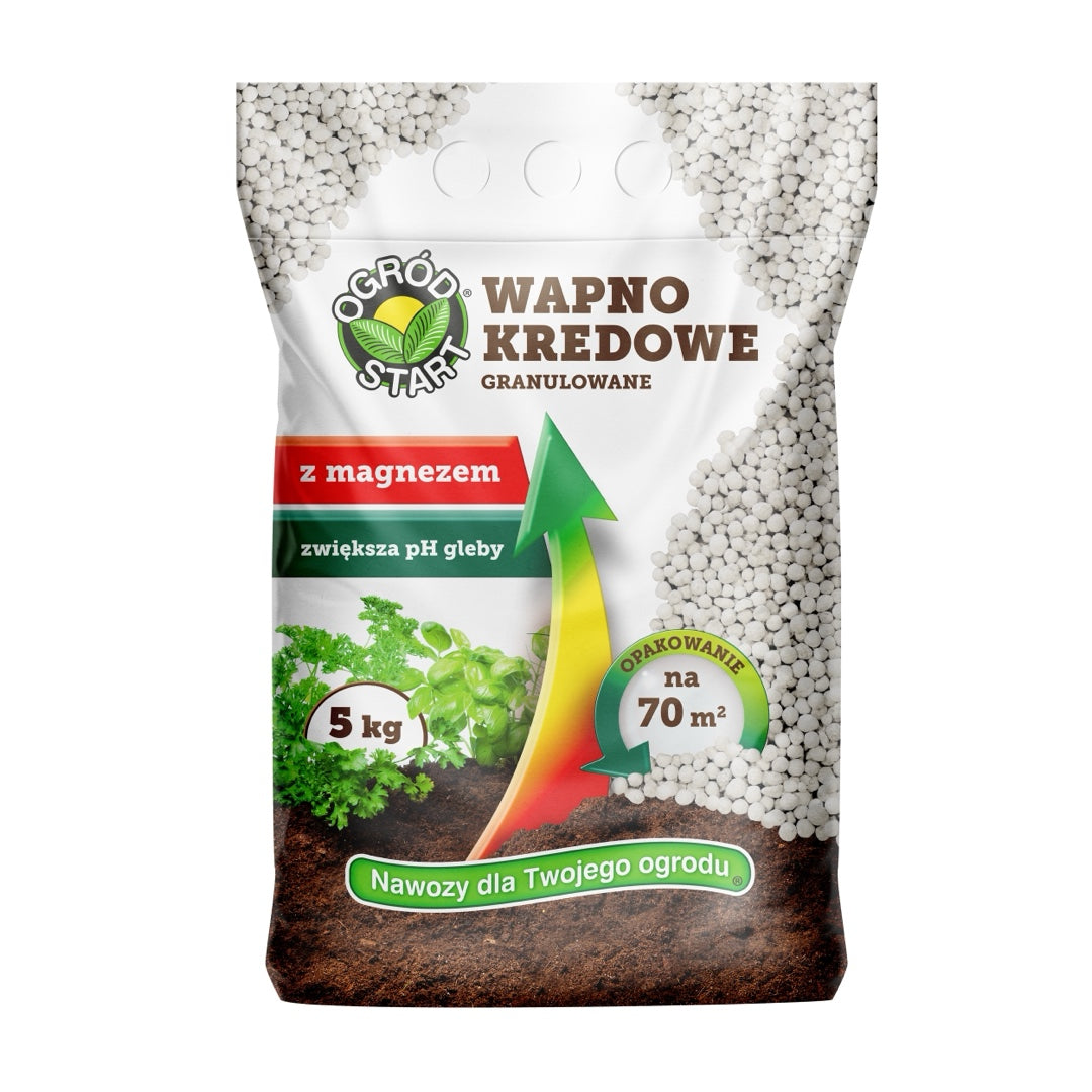 Worek 5 kg granulowanego wapna kredowego z magnezem Ogród Start, wydajność 70 m2