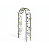 Czarna stalowa pergola ogrodowa Garden Line 130 x 39 x 260 cm z pnączem, na białym tle