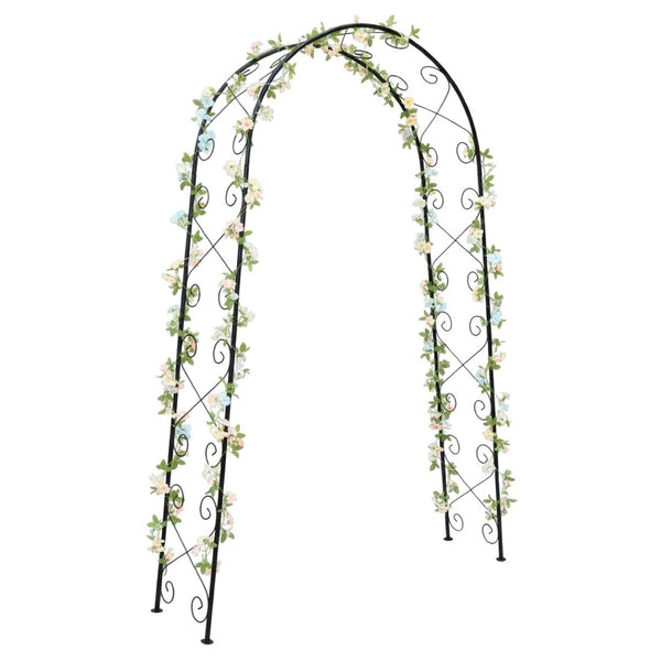 Pergola ogrodowa Garden Line 110 x 39 x 230 cm ozdobiona kwiatami, na białym tle