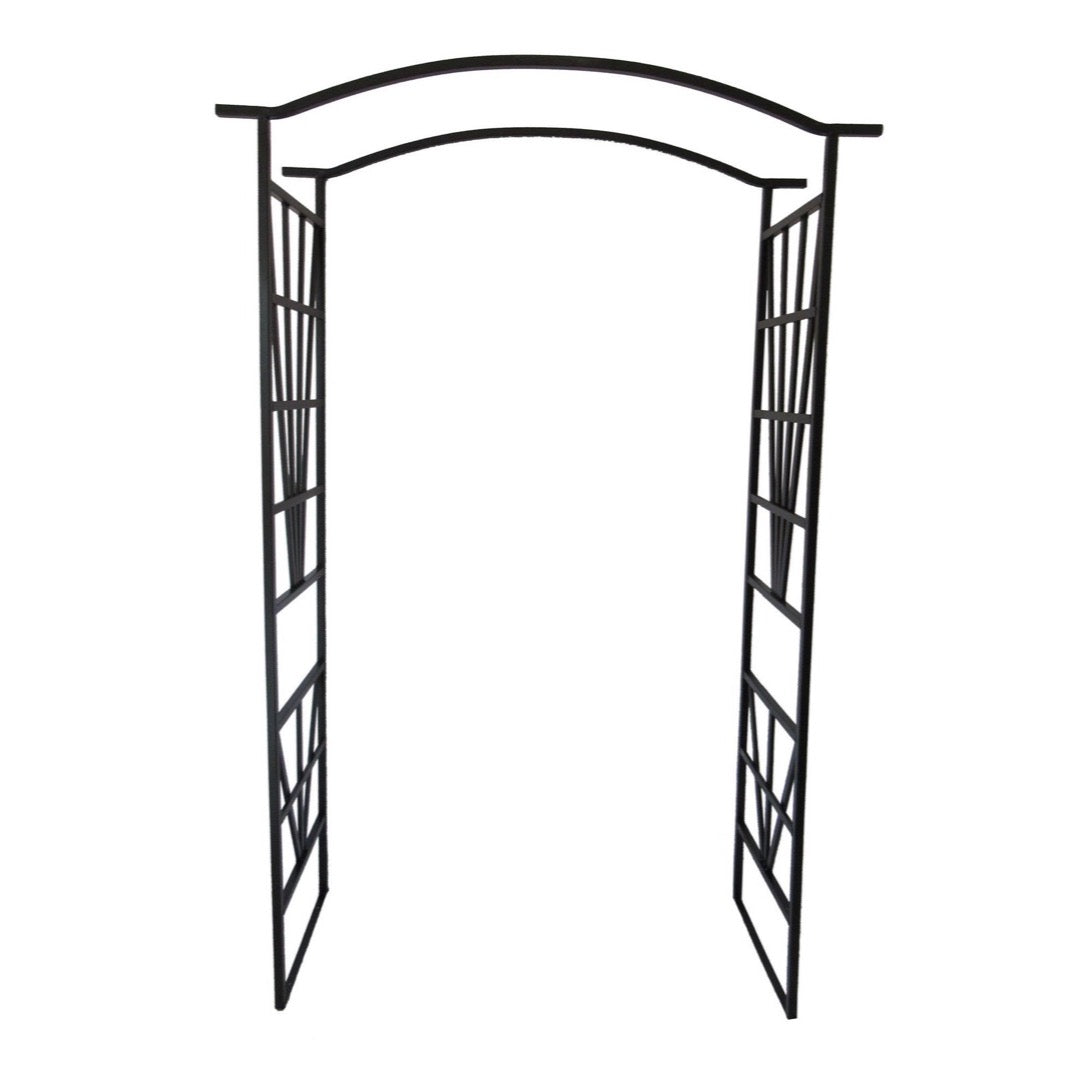 Czarna stalowa pergola ogrodowa Garden Line 114 x 45 x 208 cm na białym tle