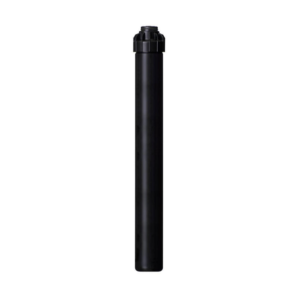 Zraszacz rotacyjny Hunter PGJ-12 o wynurzeniu 30 cm, długi czarny korpus z nasadką na białym tle