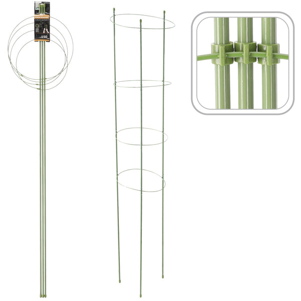 Podpora pierścieniowa do roślin Garden Line 150 cm z czterema zielonymi pierścieniami