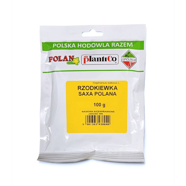Opakowanie 100 g nasion rzodkiewki Saxa Polana PlantiCo