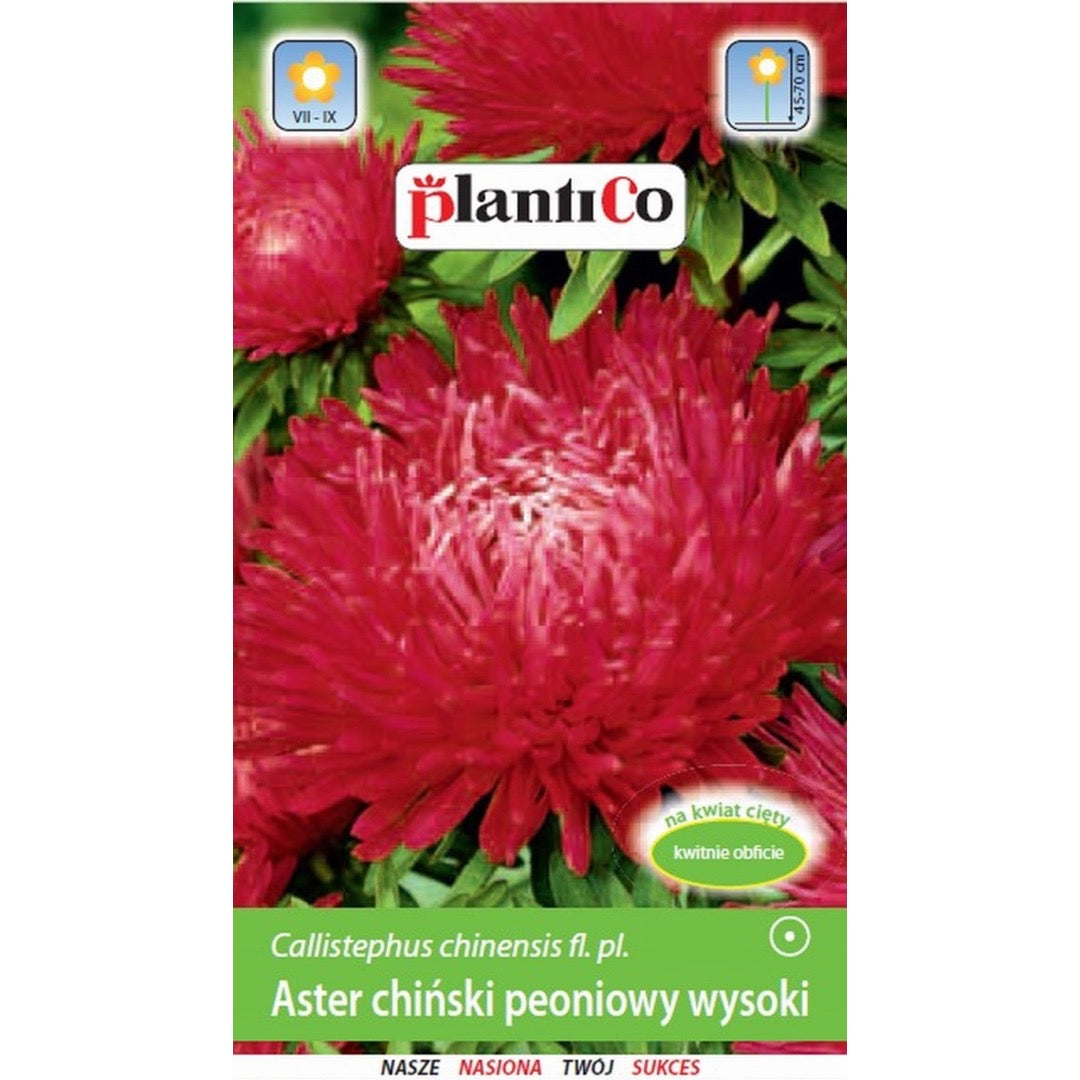 Saszetka nasion astra chińskiego peoniowego czerwonego PlantiCo