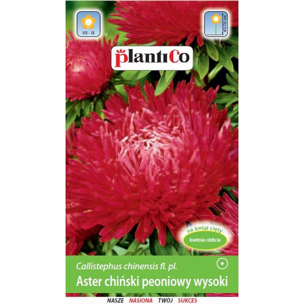Saszetka nasion astra chińskiego peoniowego czerwonego PlantiCo