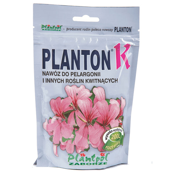 Opakowanie nawozu Planton K Plantpol 200 g do pelargonii i roślin kwitnących