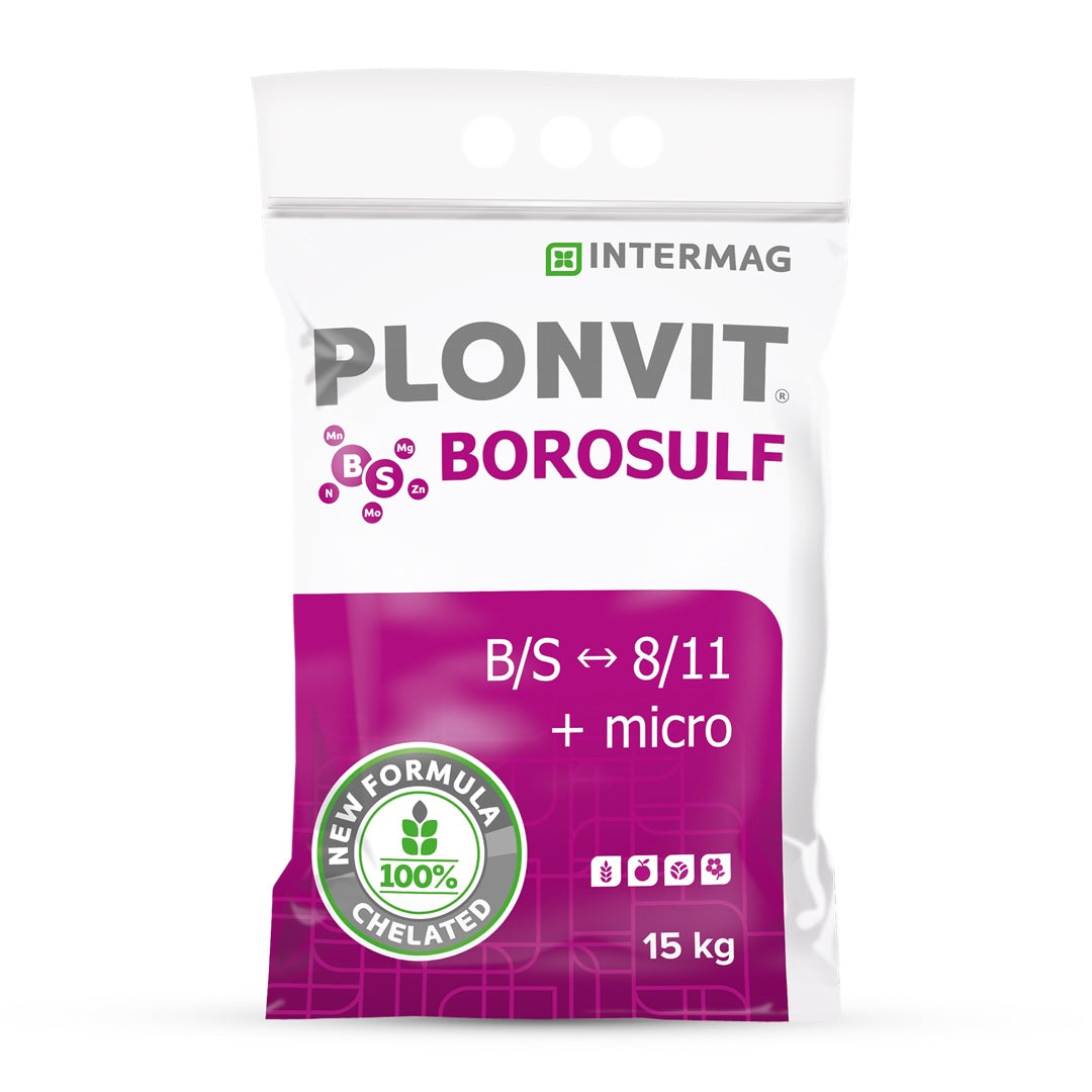 Worek nawozu Plonvit Borosulf firmy Intermag z borem i siarką