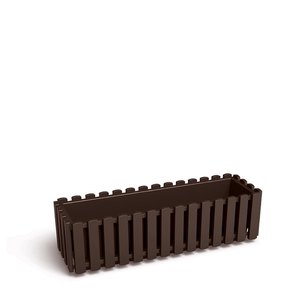 Skrzynka balkonowa Boardee Fencycase 58 cm w kolorze brąz na białym tle