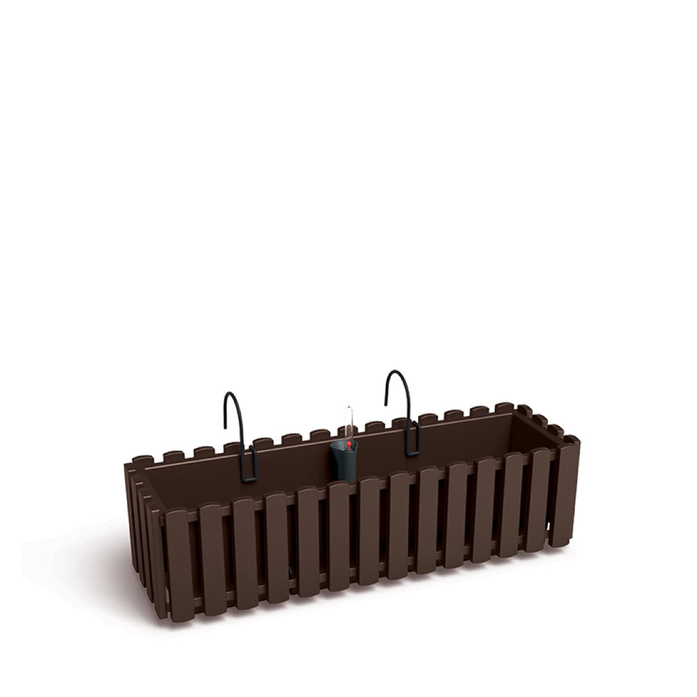 Skrzynka balkonowa Boardee Fencycase W 58 cm w kolorze brąz na białym tle