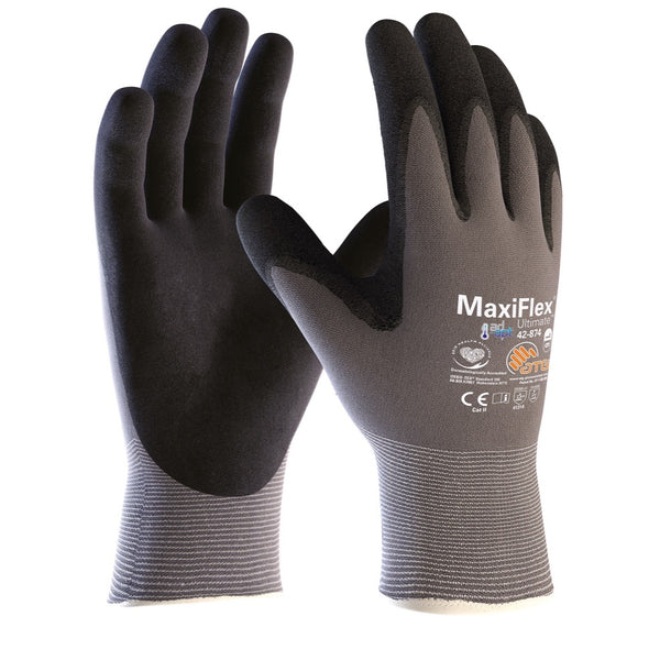 Rękawice ATG MaxiFlex Ultimate z szarą powłoką nitrylową