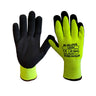 Ocieplane rękawice M-Glove L6000, fluorescencyjna żółta dzianina i czarna powłoka lateksowa