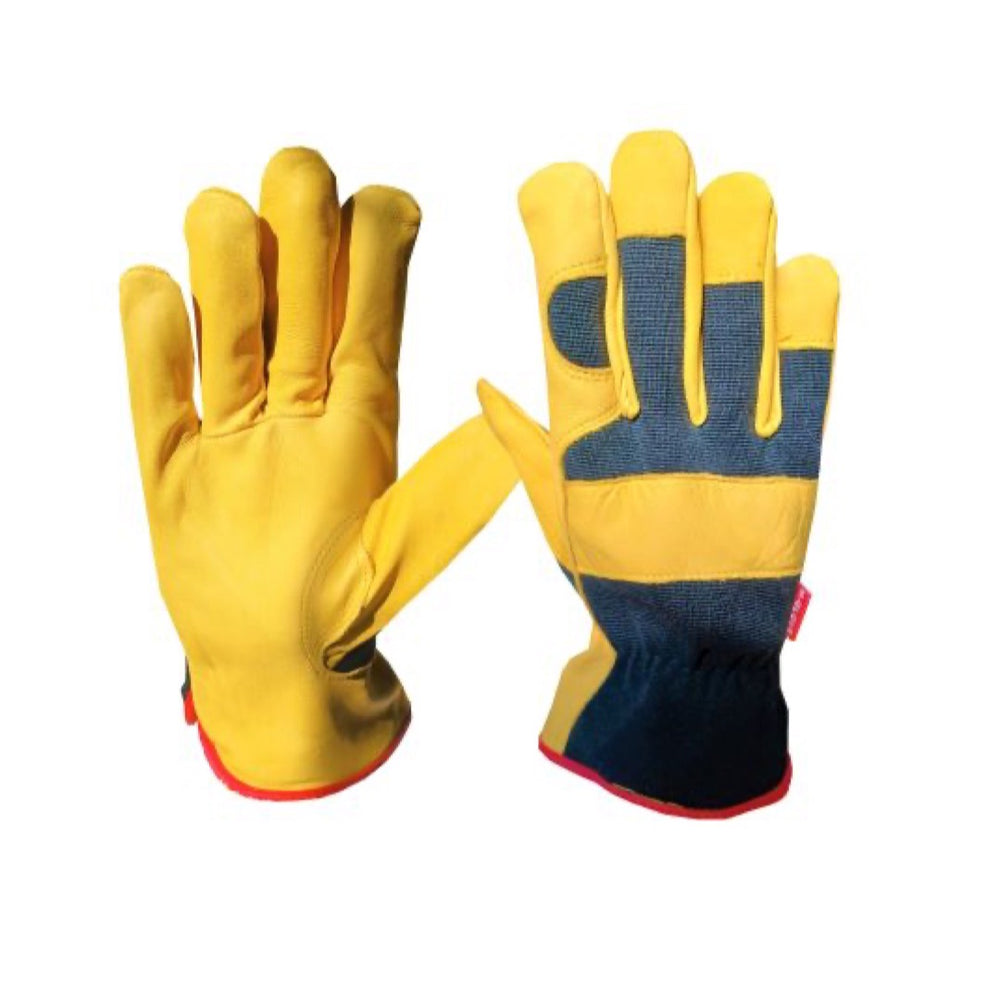 Żółte rękawice skórzane M-Glove Mechanic ze spandexowym wierzchem