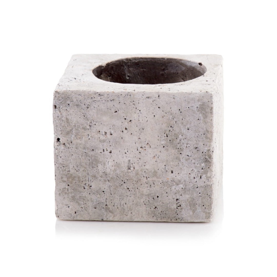 Szara kwadratowa donica ceramiczna Polnix Rustic 48.015.17 na białym tle