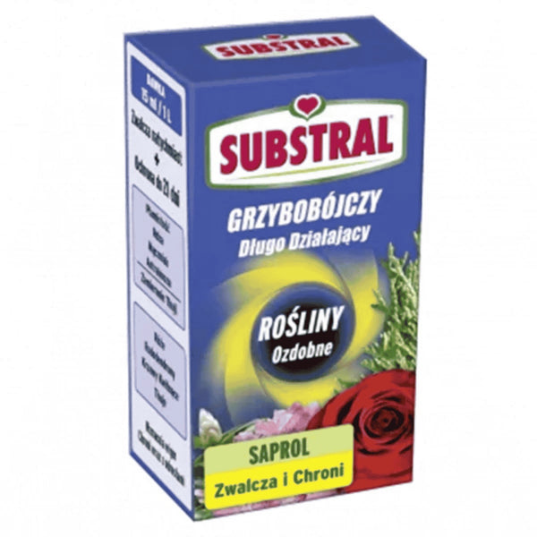 Opakowanie 25 ml środka grzybobójczego Saprol marki Substral do roślin ozdobnych